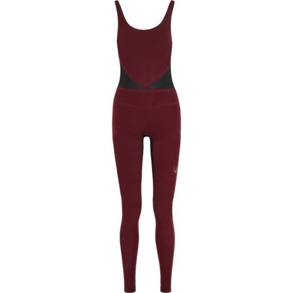 Lucas Hugh London Luxury Athletic One-Piece Workout Outfit - Burgundy black XS